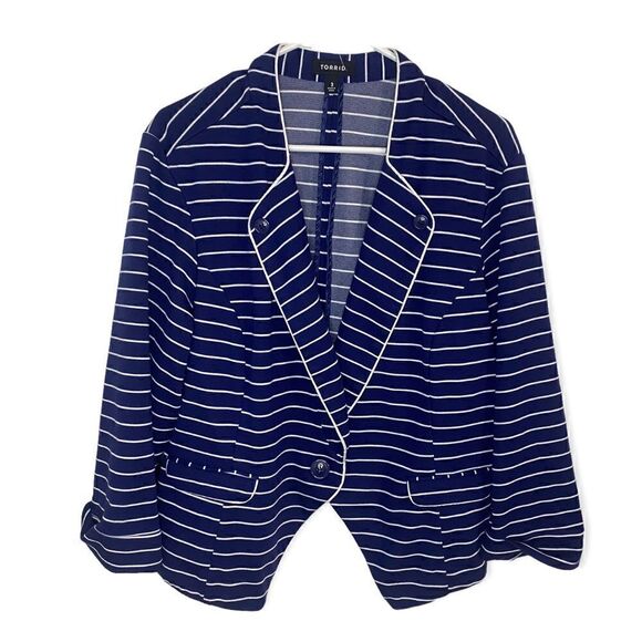 Navy/White Single Button Blazer  - Picture 1 of 5